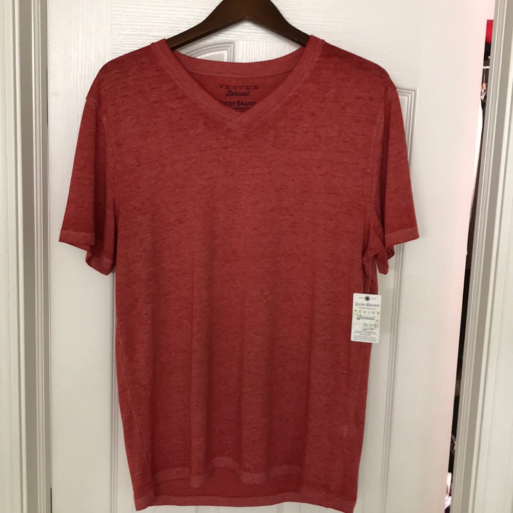 Lucky Brand Venice Burnout V-neck tee, new w tag